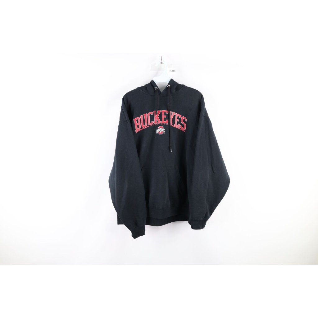 Vintage Mens Xl Faded Ohio State University Spell Out Hoodie Sweatshirt Black
